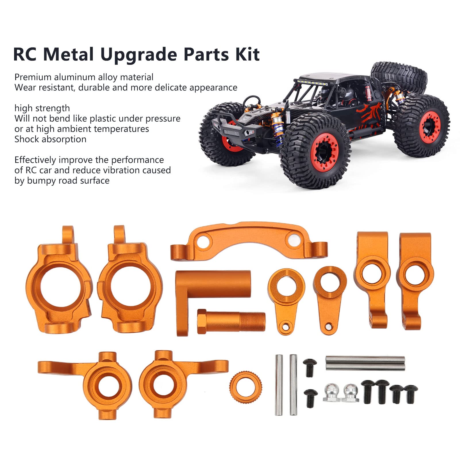Zestaw metalowych części do modernizacji VGEBY RC, zestaw aluminiowych wahaczy do kierownicy, akcesoria RC do modeli samochodów ZD Racing DBX 10 1/10 (pomarańczowy)