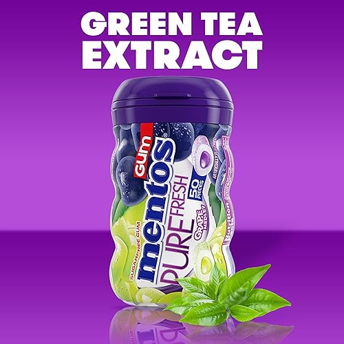 Miniatura 62 de Goma de mascar Mentos Pure Fresh, sin azúcar con xilitol, sabor Wintergreen, para dulces de Halloween, a granel, 50 unidades (paquete de 4)