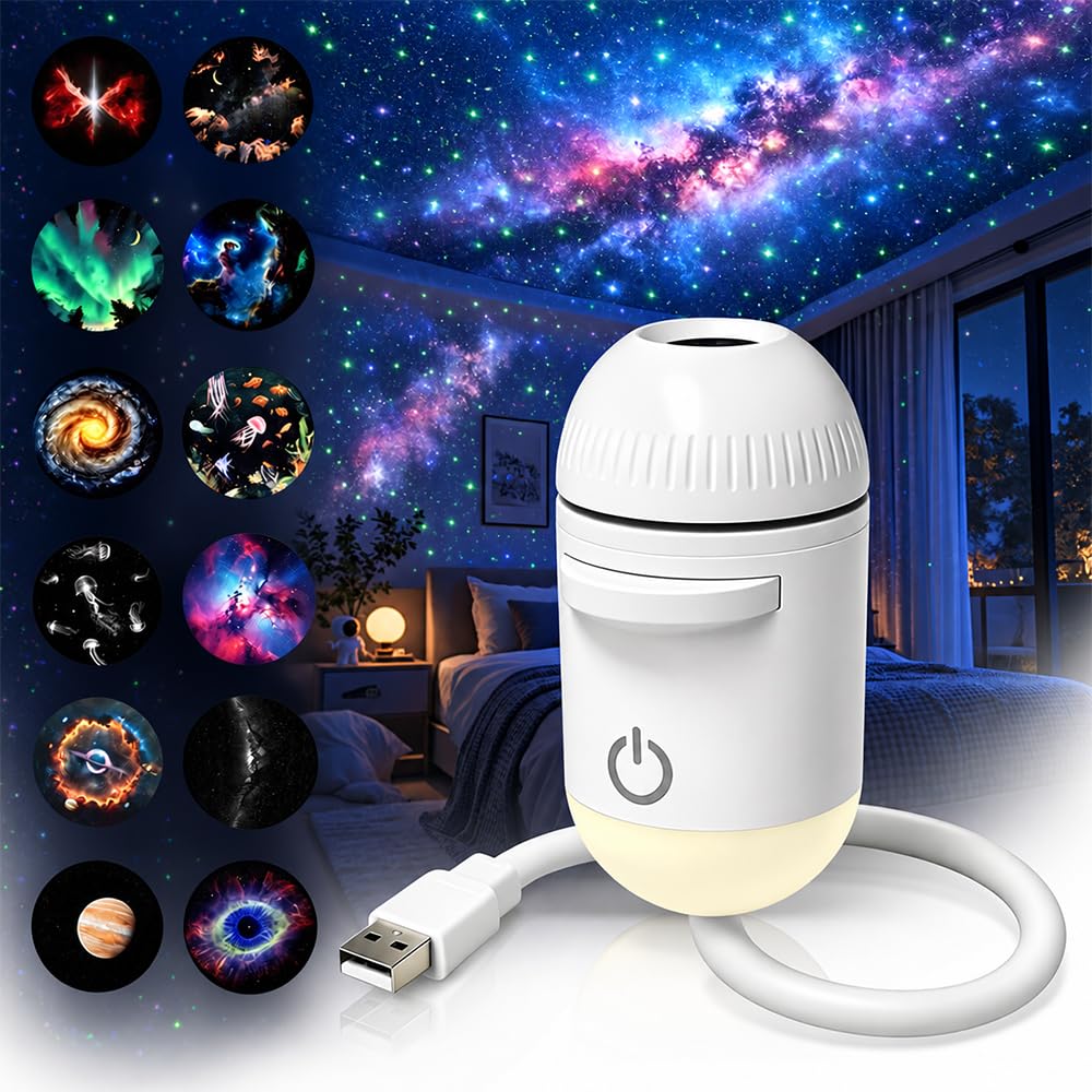 ZMCVOE Galaxy Projector Night Light, 2-in-1 Starry Night Light Projector