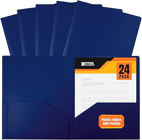 Miniatura 10 de Better Office Products Carpetas de plástico pesado con 2 bolsillos, carpetas de polietileno tamaño carta, paquete de 24 (rojo) Rojo -,Negro