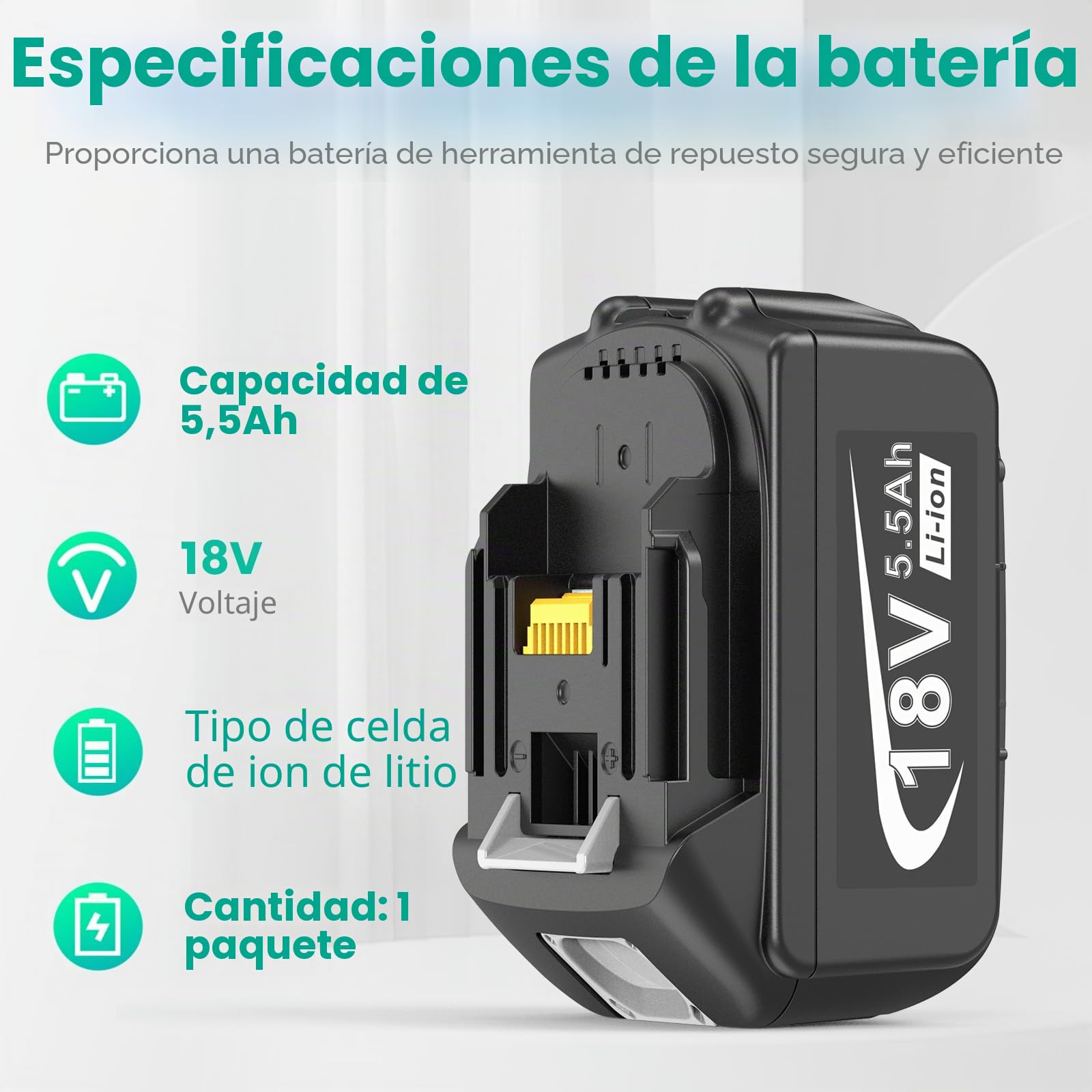 Batería y cargador de 18 V para Makita LXT, ASUNCELL 5,5 Ah, DC18RC, juego de cargador rápido compatible con baterías de iones de litio BL1815 BL1830 BL1850 BL1430