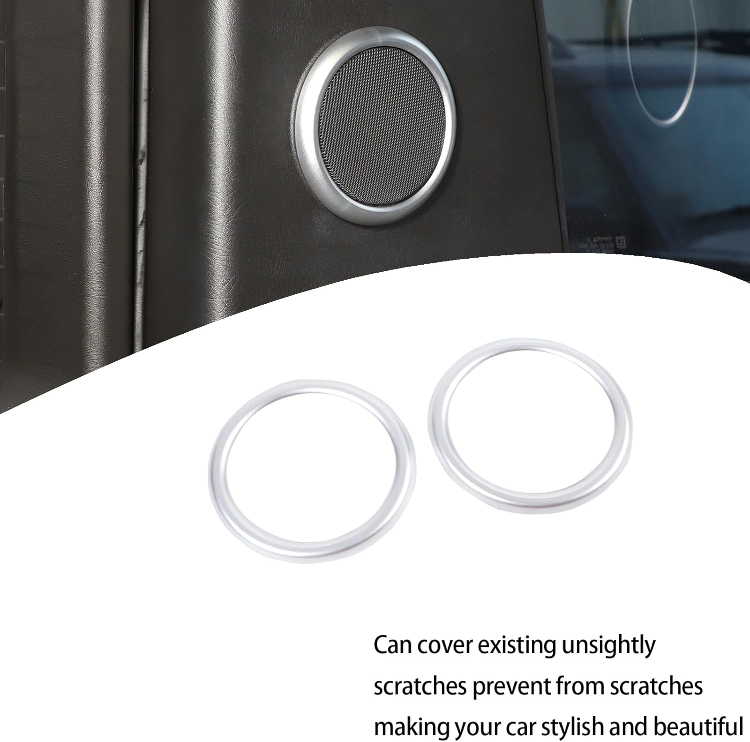 Lcojicep Car Trunk Tweeter Horn Mesh Cover Trim Compatible with Hummer H2 2003-2007，Aluminum Alloy Rear Trunk C-Pillar Speaker Decorative Ring Cover Interior Accessories (Silver)