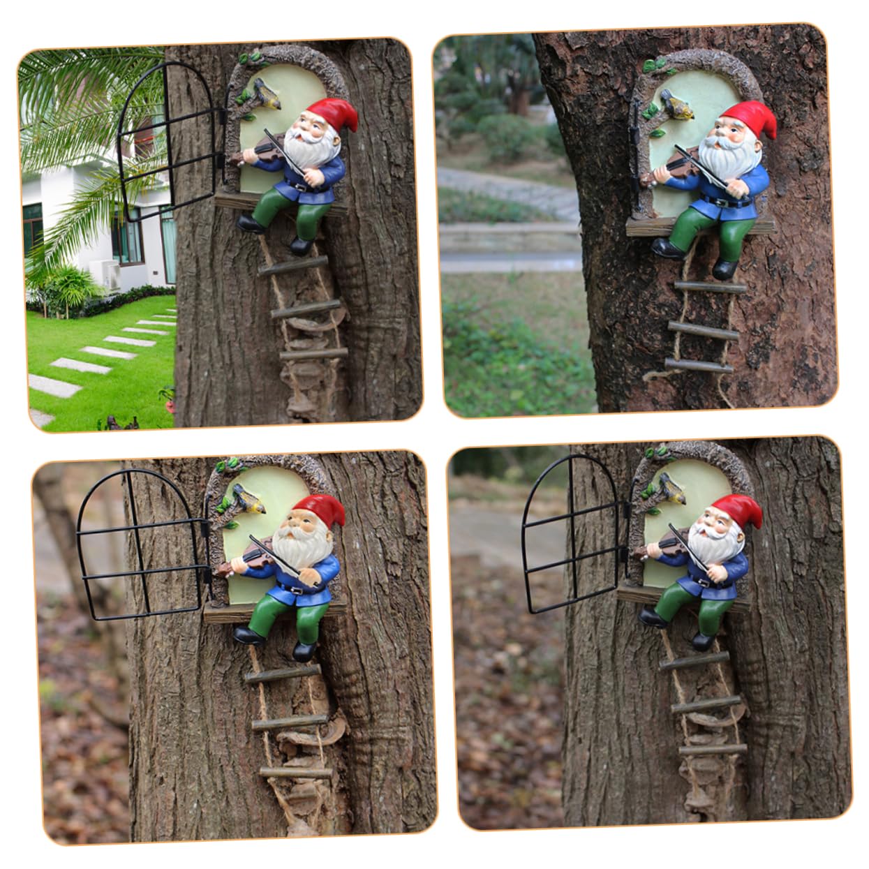 HANABASS Statua Gnomo in Resina per Giardino, Soprammobile Decorativo