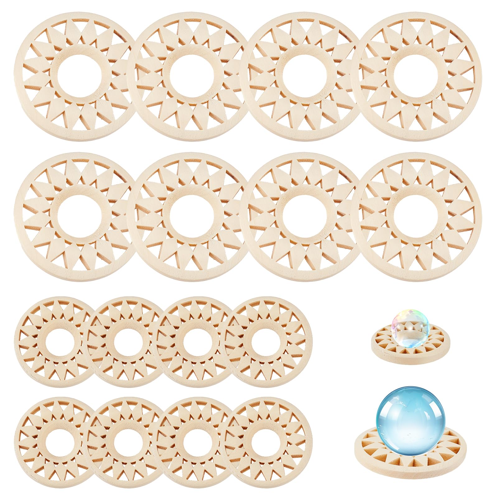 Support De Boule De Cristal En Bois Blanc Navajo - Diamètre Intérieur 12 Mm - Présentoir Pour Sphères, œufs, Pierres Précieuses