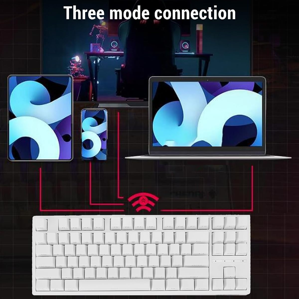Klawiatura Mechaniczna, 87 Klawiszy Klawiatura Mechaniczna 2,4G, Klawiatura Przewodowa 3.0 5.0 Typu C dla HarmonyOS dla Androida