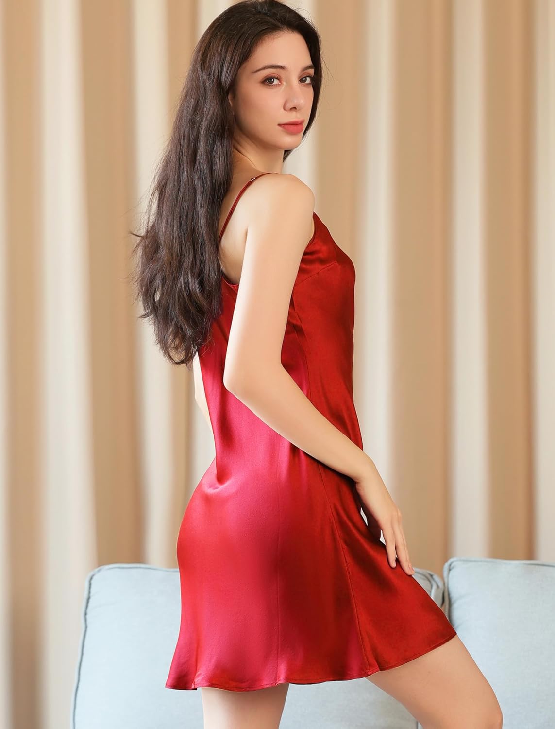 COLD POSH 19MM Mulberry Silk Nightgown for Women Scoop Neck Adjustable Spaghetti Straps Slip Women's Lingerie for Under Dress - Image 2