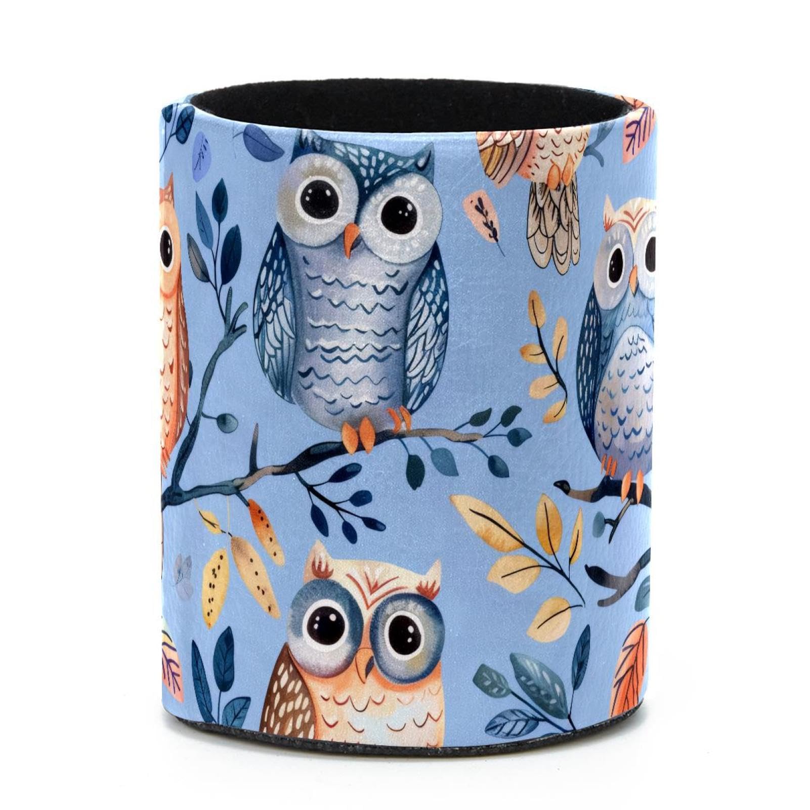 VAPOKF Round Pencil Holders for Desk, Cute Owl Pen Holders Pen Pot Makeup Brushes Storage Desktop Stationery Supplies Organiser for Home Office