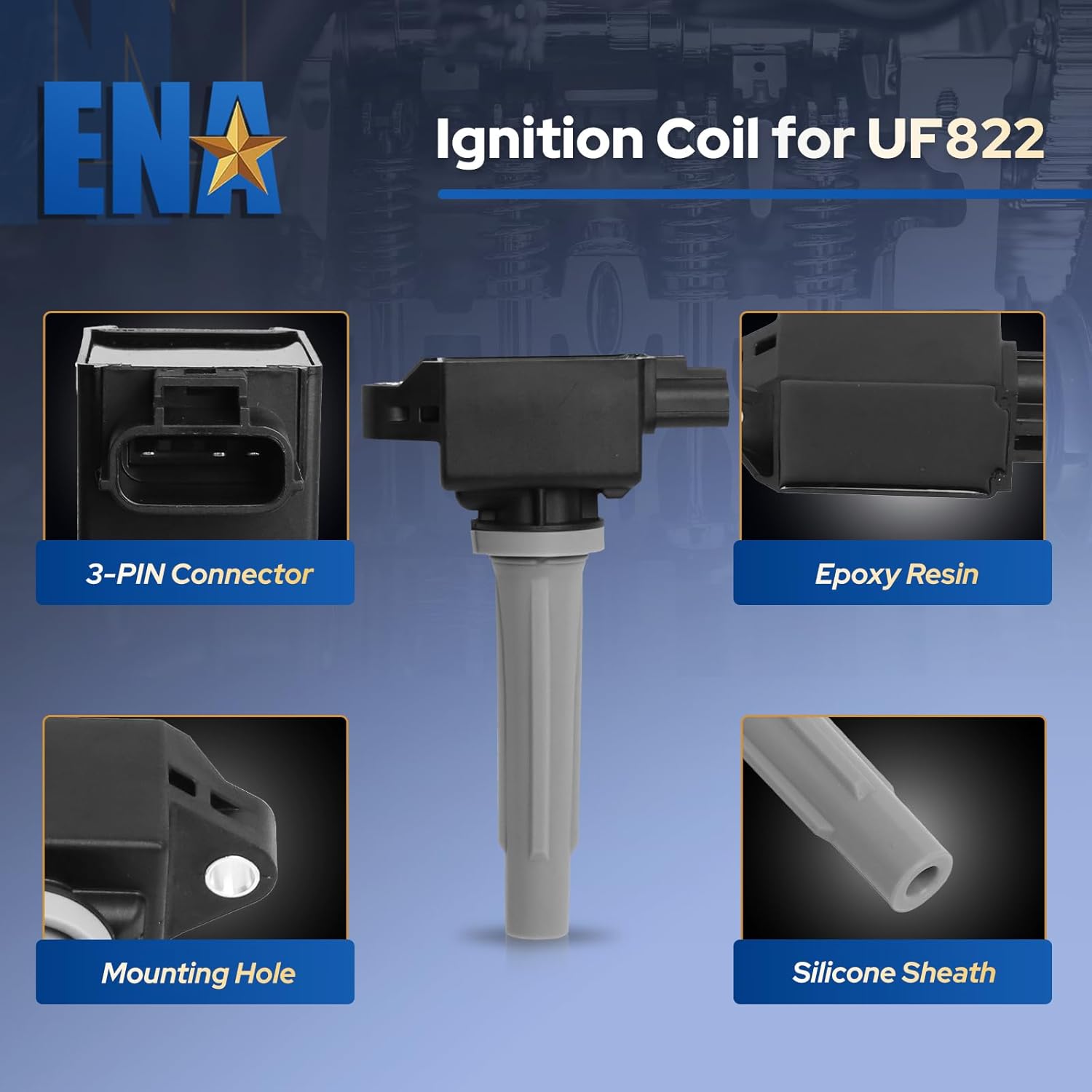 ENA Ignition Coil Pack and Iridium Spark Plugs Compatible with Toyota Yaris Yaris iA Scion iA 1.5L L4 2016 2017 2018 2019 Replacement for UF822 H6T15571 P51R18100 93501 AI5683 LKAR7BIX11S Set of 4