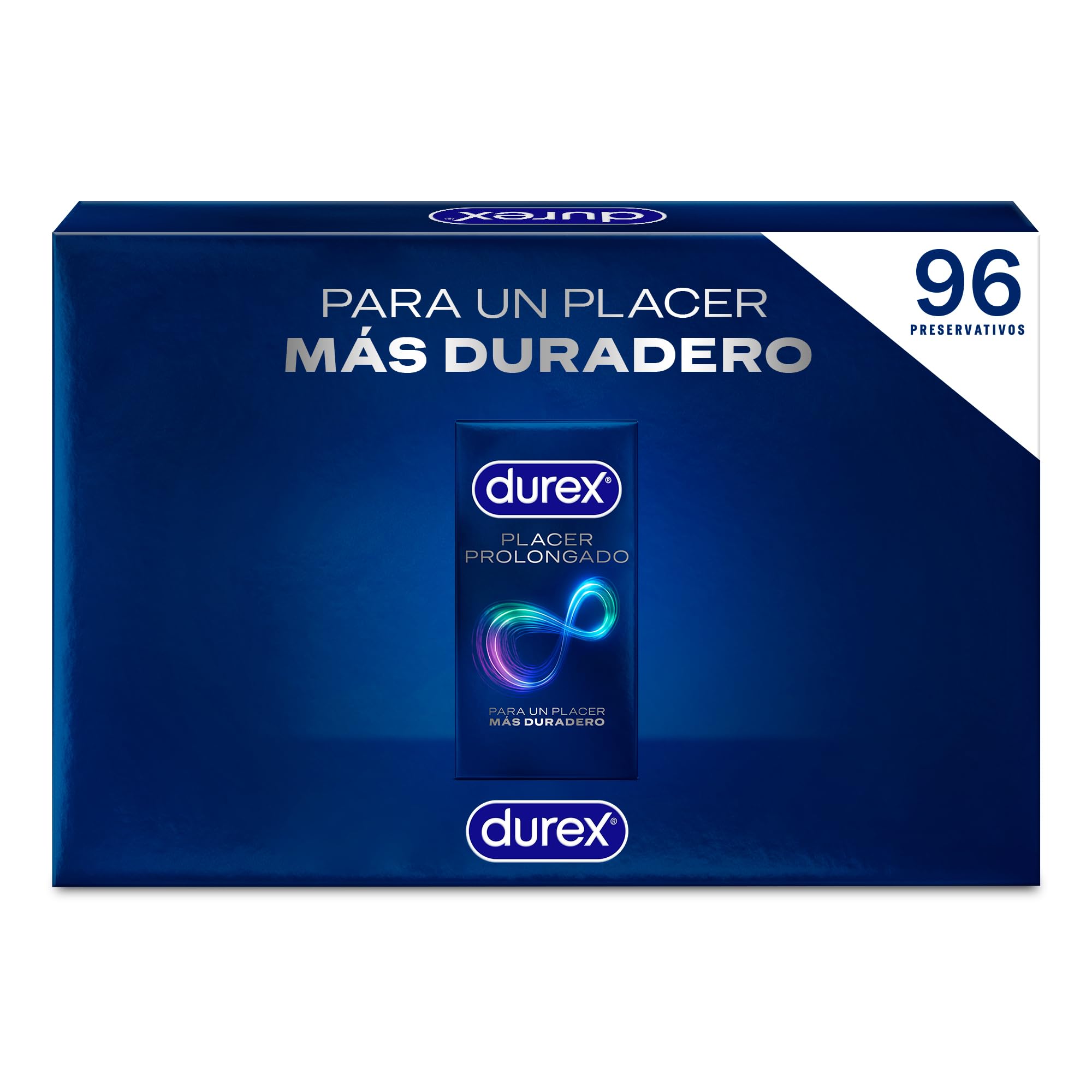 Durex Pack Preservativos Placer Prolongado, con Lubricante Performa de Silicona, Forma Easy-On, 96 condones
