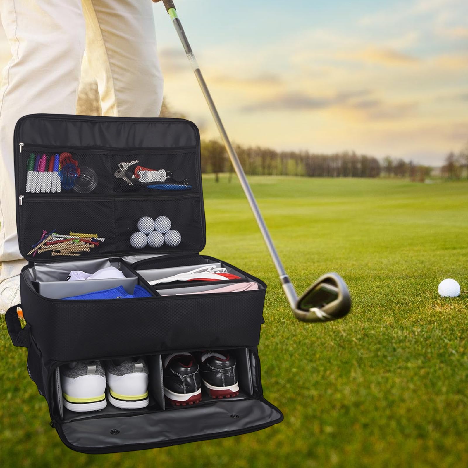 Golfzubehör Tragetasche mit Tragegurt, geräumiger, unterteilter Innenraum für Trainingswettkämpfe, Golf Reisetasche mit Fächern