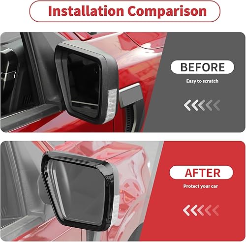 Miniatura 2 de Linskip Cubiertas de espejo lateral para conductor y pasajero, tapas de espejo compatibles con Ford F-150 F150 2021 2022 2023, tapas de espejo