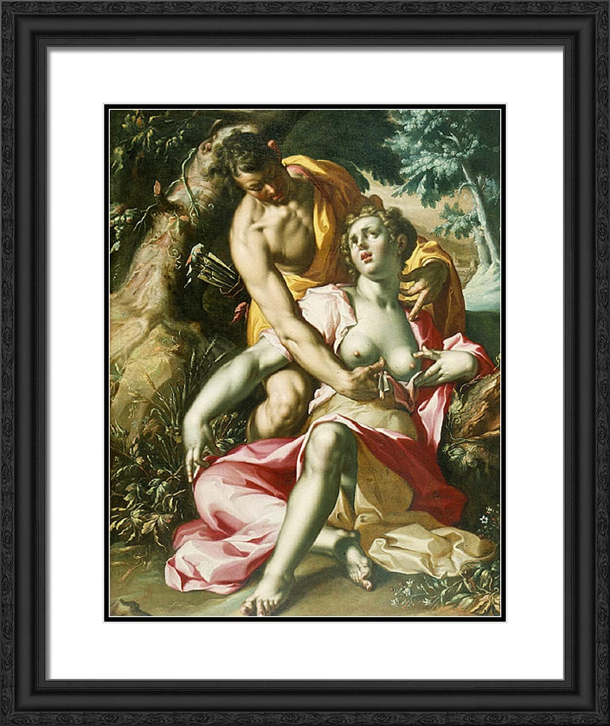 ArtDirect Wtewael, Joachim 20x24 Gold Ornate Framed Art Print with Double Matting Titled: The Death of Procris
