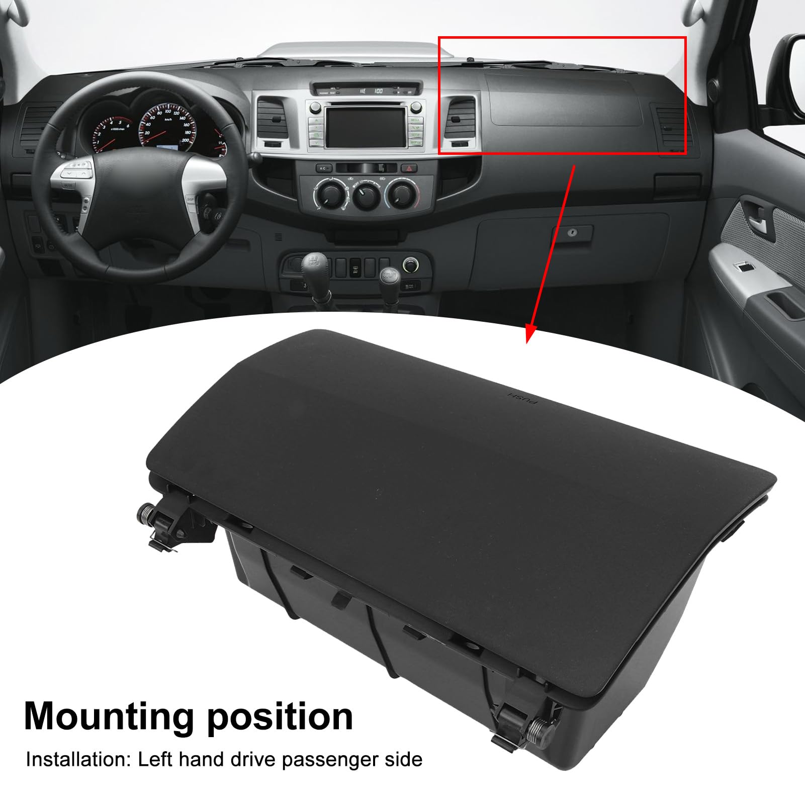 Dashboard Interior Storage Box for Hilux Vigo Seventh Generation - OE Compatible, Large Capacity, Material, OEM Spec Fit (Black)