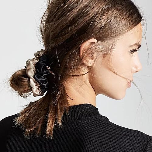 Miniatura 9 de Suncdelv Seda, coleteros 100% seda para el cabello, lazos para el cabello de 22 momme para antiarrugas y roturas, accesorios naturales para el