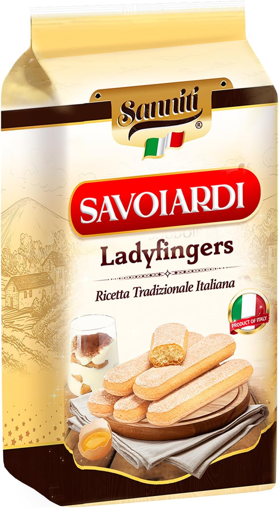 Italian Savoiardi Ladyfingers Cookies | Product of Italy | Biscuits Great for Snacking and Tiramisu, 500 Grams (17 oz)