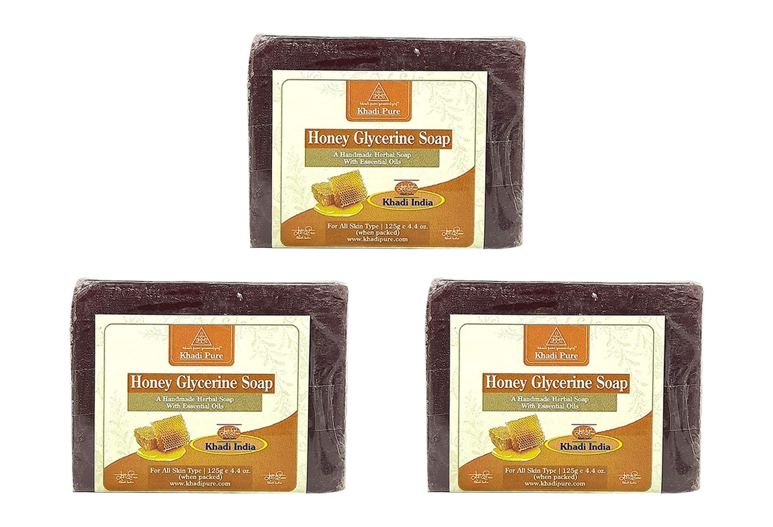 Pure Herbal Honey Glycerin Soap, 125 g (Pack of 3),Red
