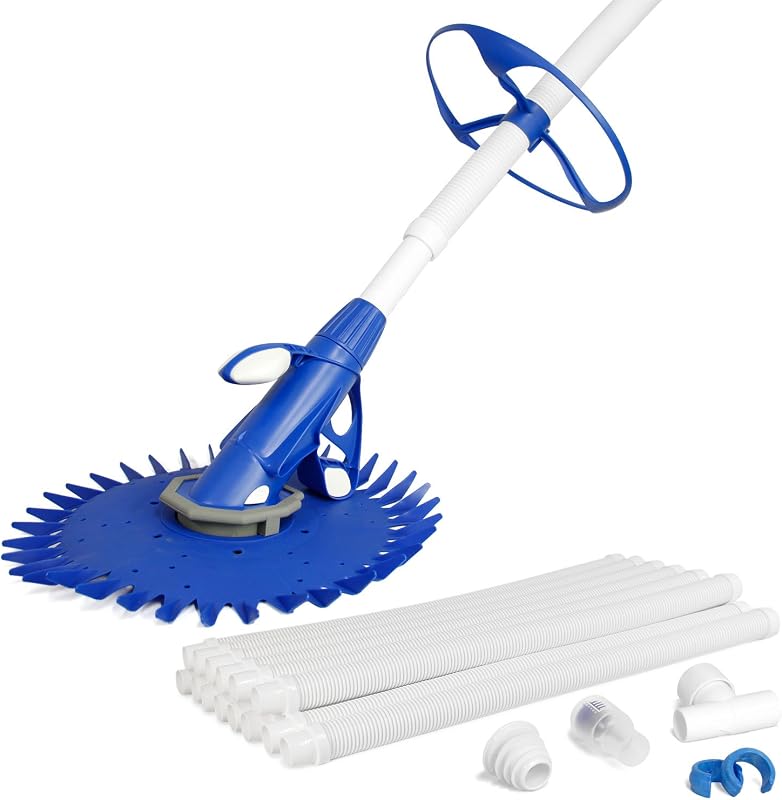 U.S. Pool Supply Professional Suction Pool Cleaner, Inground Automatic Pool | Vacuum Cleaner with Hose - Swimming Sweeper Vac Cleaning Suction-Side Cleaners - Auto Creepy Sweeps Removes Debris, Leaves