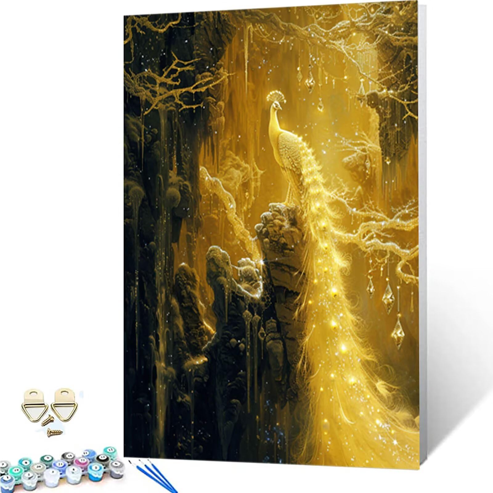 Peinture Numero Paon Peinture Numero Adulte, Paint by Numbers Automne Paint by Numbers for Adults Facile Sur Toile avec 3 Pinceaux et Acryliques pour Decoration Maison, Cadeau Femme 100x135cm -252gM2