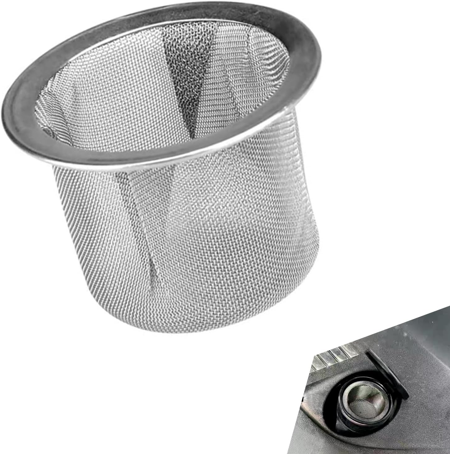 Windshield Washer Fluid Reservoir Inlet Filter, Stainless Steel Automotive Windshield Washer Fluid Inlet Screen, Compatible with Model 3/Y (Silver)