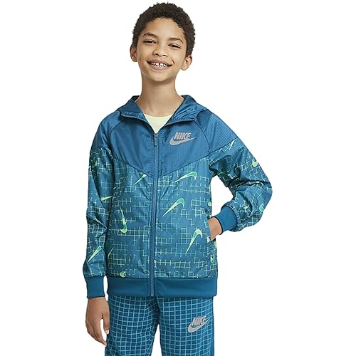 Nike Sportswear Windrunner Big Kids (Boys) Jacket (X-Large, Green Abyss/Barely Volt)