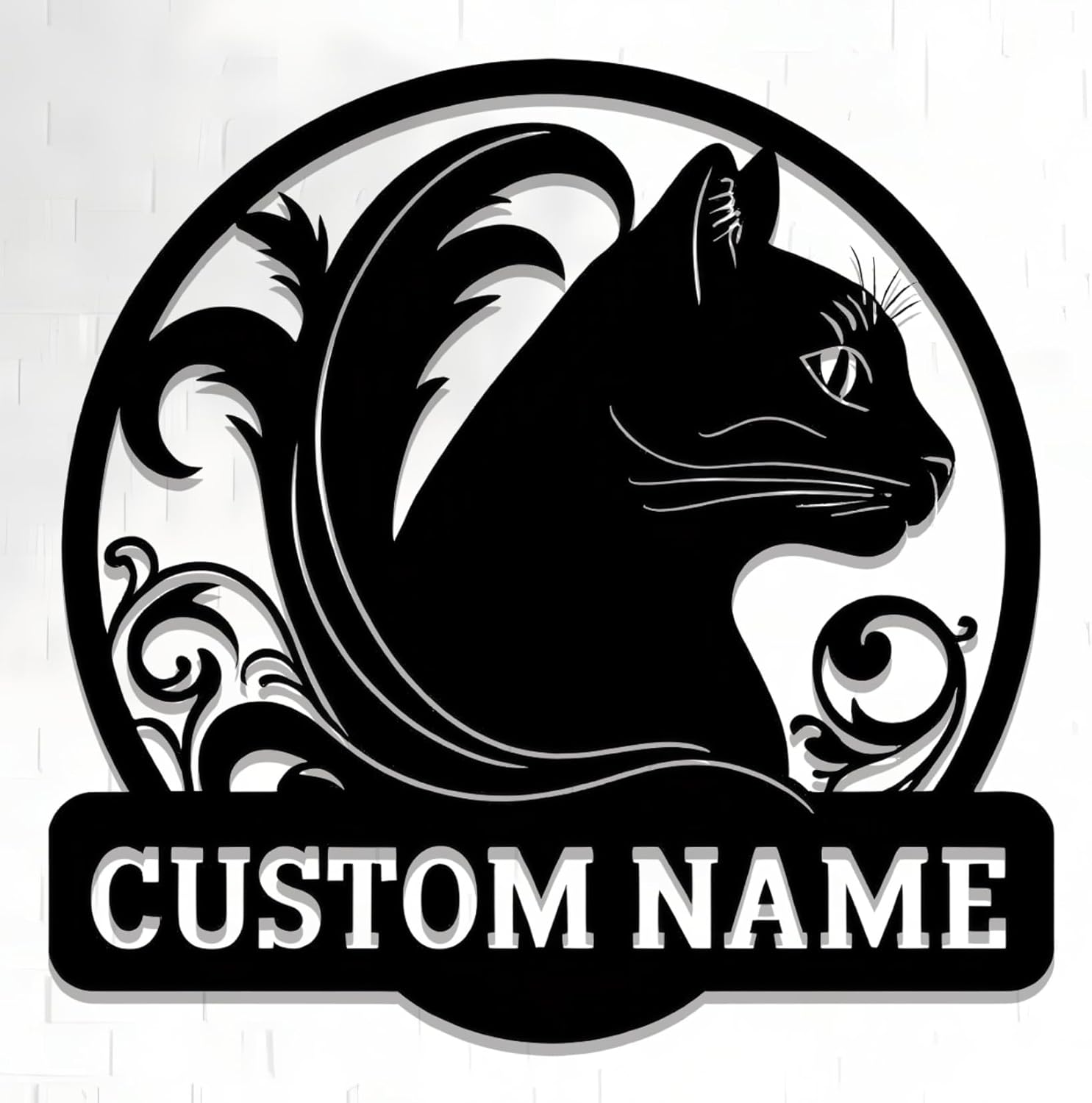 Personalized Black Cat House Number Sign - Custom Address Plaque, Metal Signs for Outdoor, Wall Decor, Housewarming Gifts