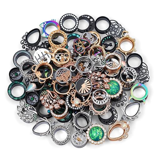 TBOSEN 20 PCS Stainless Steel | Wood Random Colors Ear Gauges Tunnels Plugs Body Piercing Lucky Bag 10 Pairs Total 2g-1 inch - 2g(6mm) - Metal A