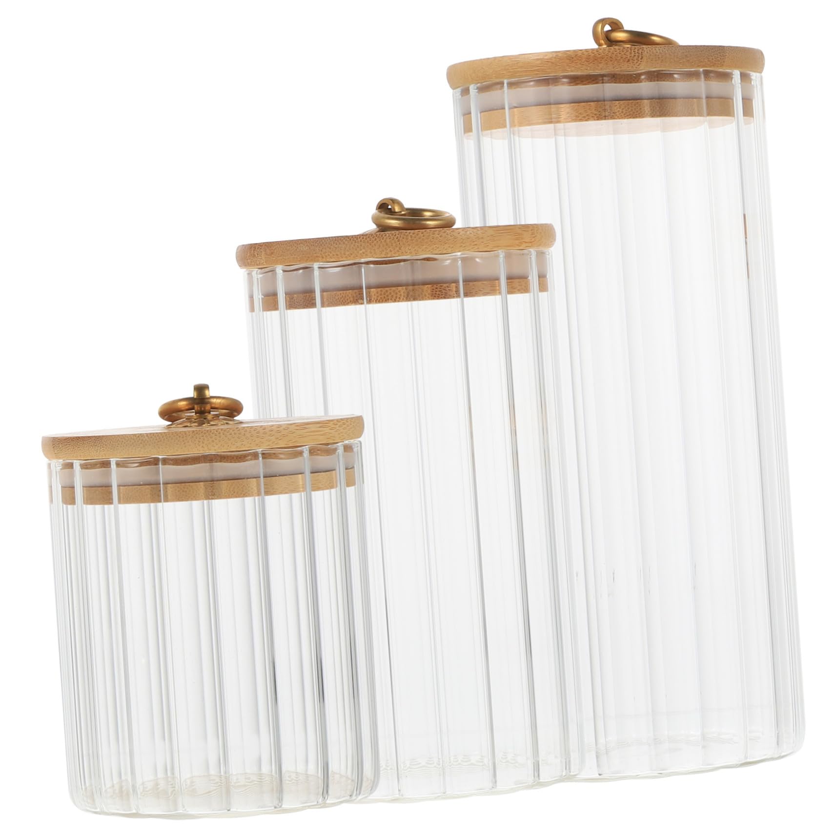 VICASKY 3 Pezzi Barattoli Vetro Cucina con Coperchi Bamboo Sigillati Contenitori Alimentari Trasparenti Ermetici per Tè Cereali Legumi Frutta Secca Protezione Umidità e Insetti Vasi