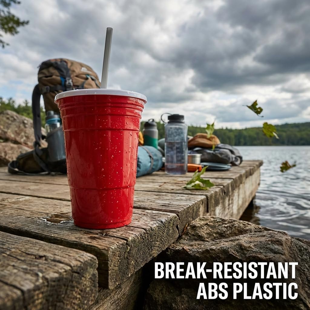 Red Cup Living 24 oz Reusable Party Cup with Lid & Straw, Leak-Resistant Unbreakable Tumbler, Patented Design, st patricks day accessories & spring break essentials - Image 10