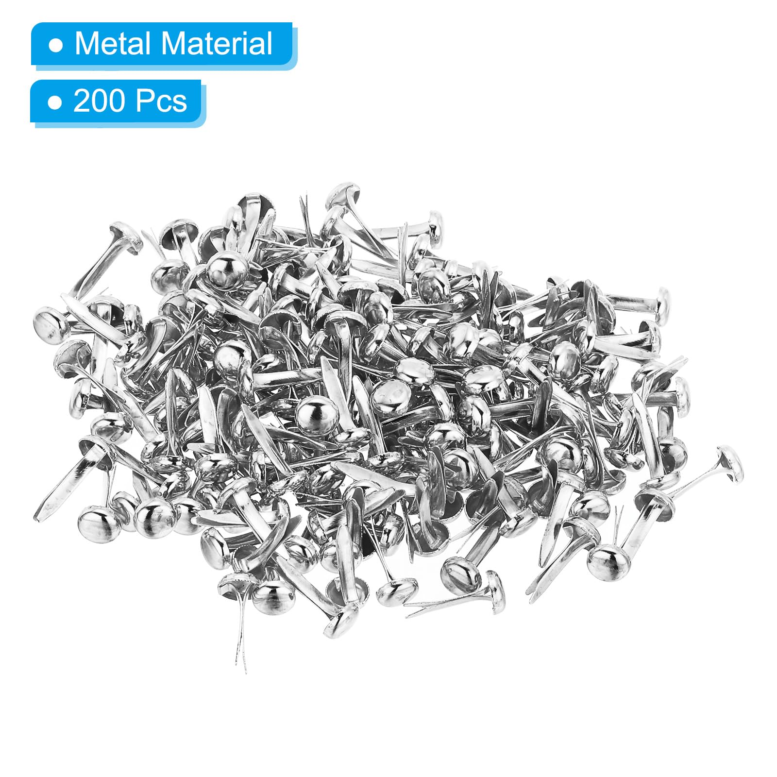 PATIKIL 200 PCS Paper Brass Fasteners Split Pins Pastel Mini Metal Brads Round Head Plated Fastener for Craft Art Scrapbooking DIY Supplies Silver - Image 3