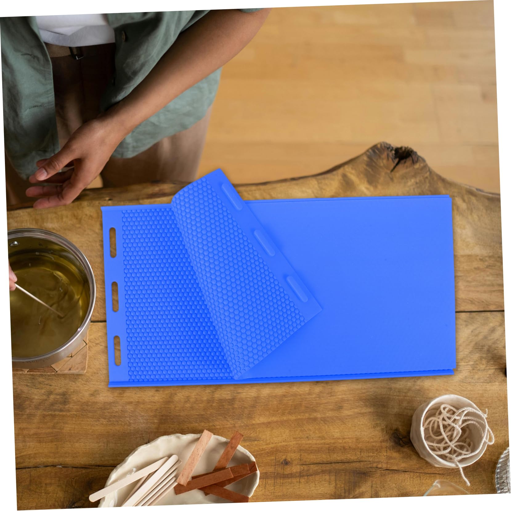Moule en Silicone pour Feuilles de Cire Alvéolée Bleue, Flexible