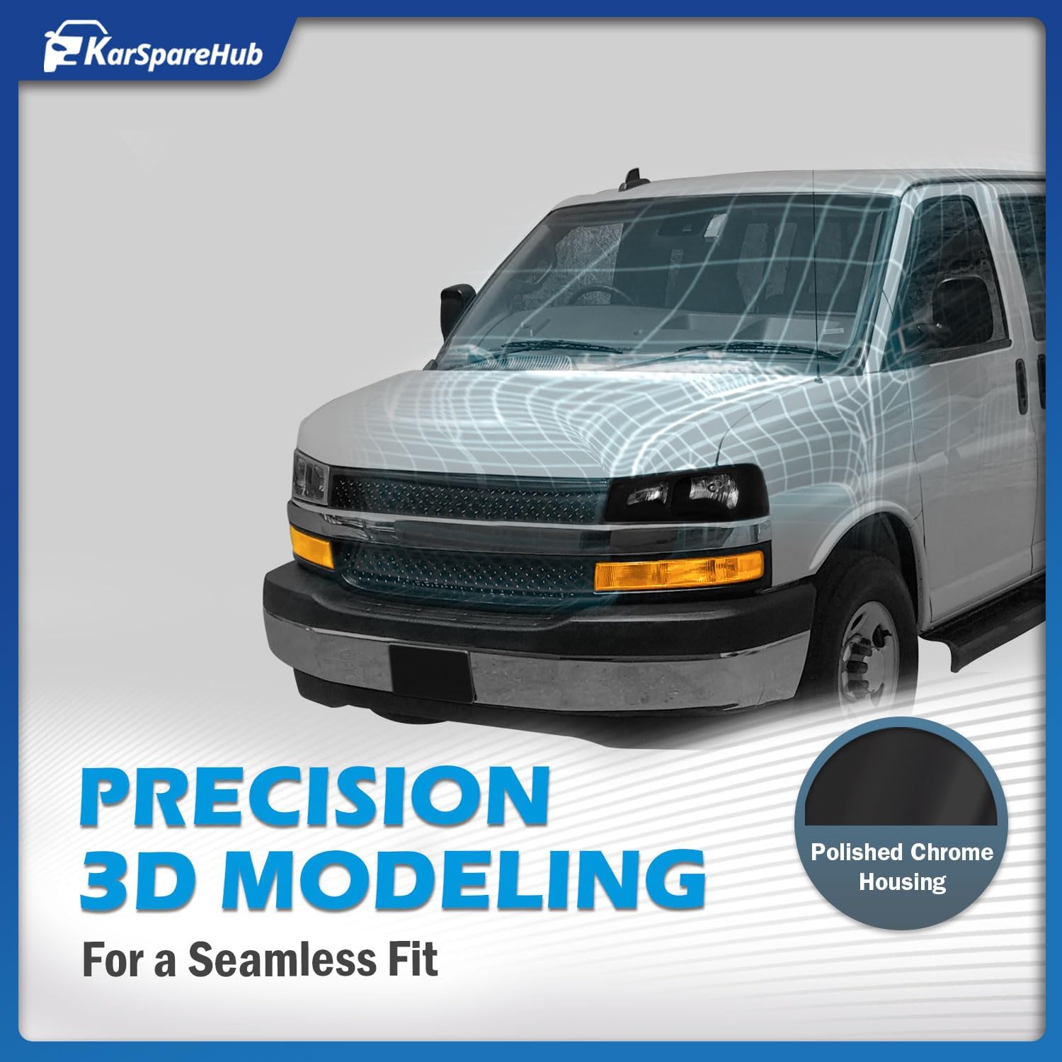 Headlights for 2003-2014 Chevy Express 1500, 2003-2023 Chevy Express 2500 3500, 2003-2014 GMC Savana 1500, 2003-2023 GMC Savana 2500 3500(Bulbs included)