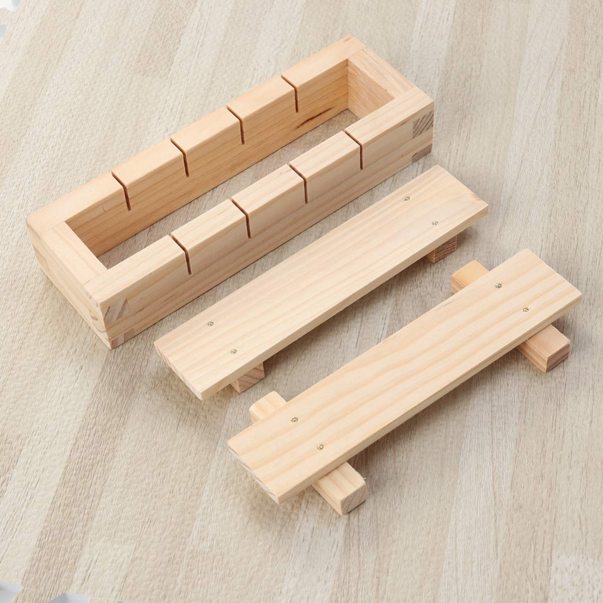 Angoily Sushi Making Kit Wooden Rectangular Sushi Press Mold Maker Máquina de Arroz Molde Oshizushi Mold Box Kitchen Sushi Tool