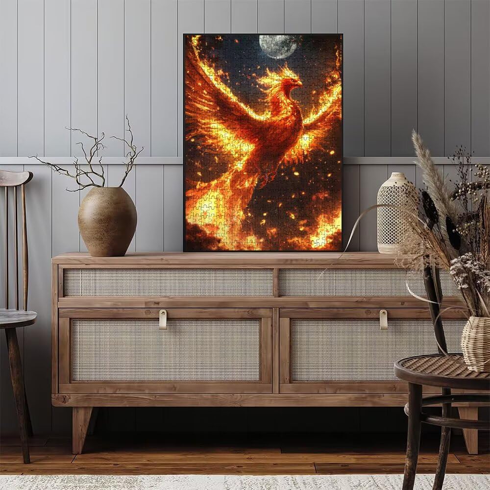Puzzle 5000 sztuk, Ogień Feniks 3D Puzzle dla dorosłych wymagające, artystyczne puzzle edukacyjne, zabawne i stymulujące dekoracyjne puzzle dla rodziny, prezent i dekoracja ścian DX0YL6-461