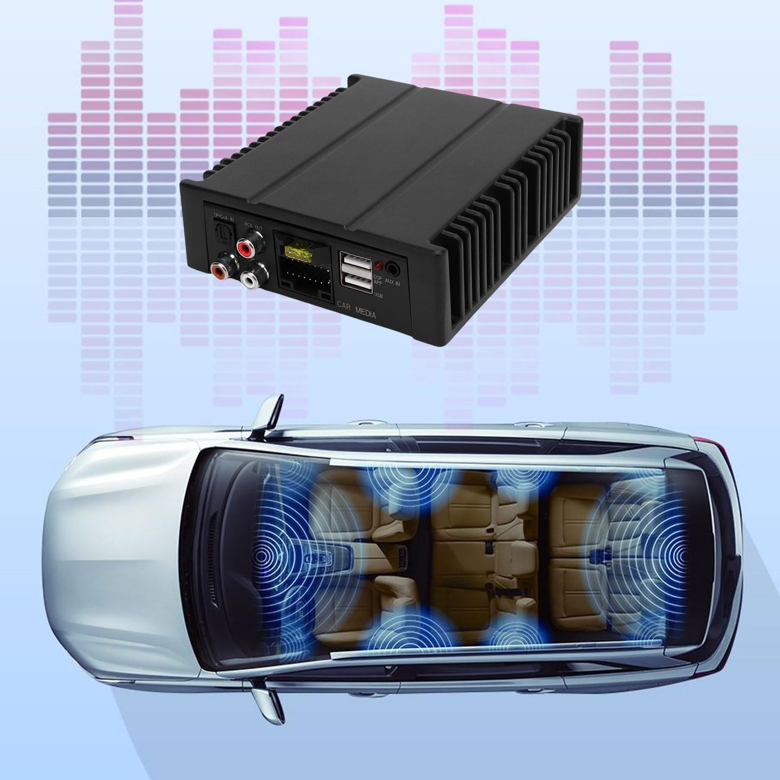 Shkalacar Amplificador de Potencia DSP para Coche 4x80W 320W