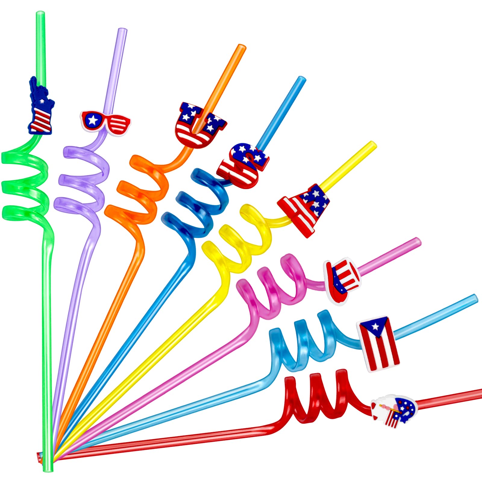 Photo 1 of (4PK BUNDLE) MDDRUIQI Patriotic Party Supplies Patriotic Party Accessories for Kids,24Pcs Patriotic Decorations,Patriotic Straws Decor for Outdoor Home Outside 4th of July Straws