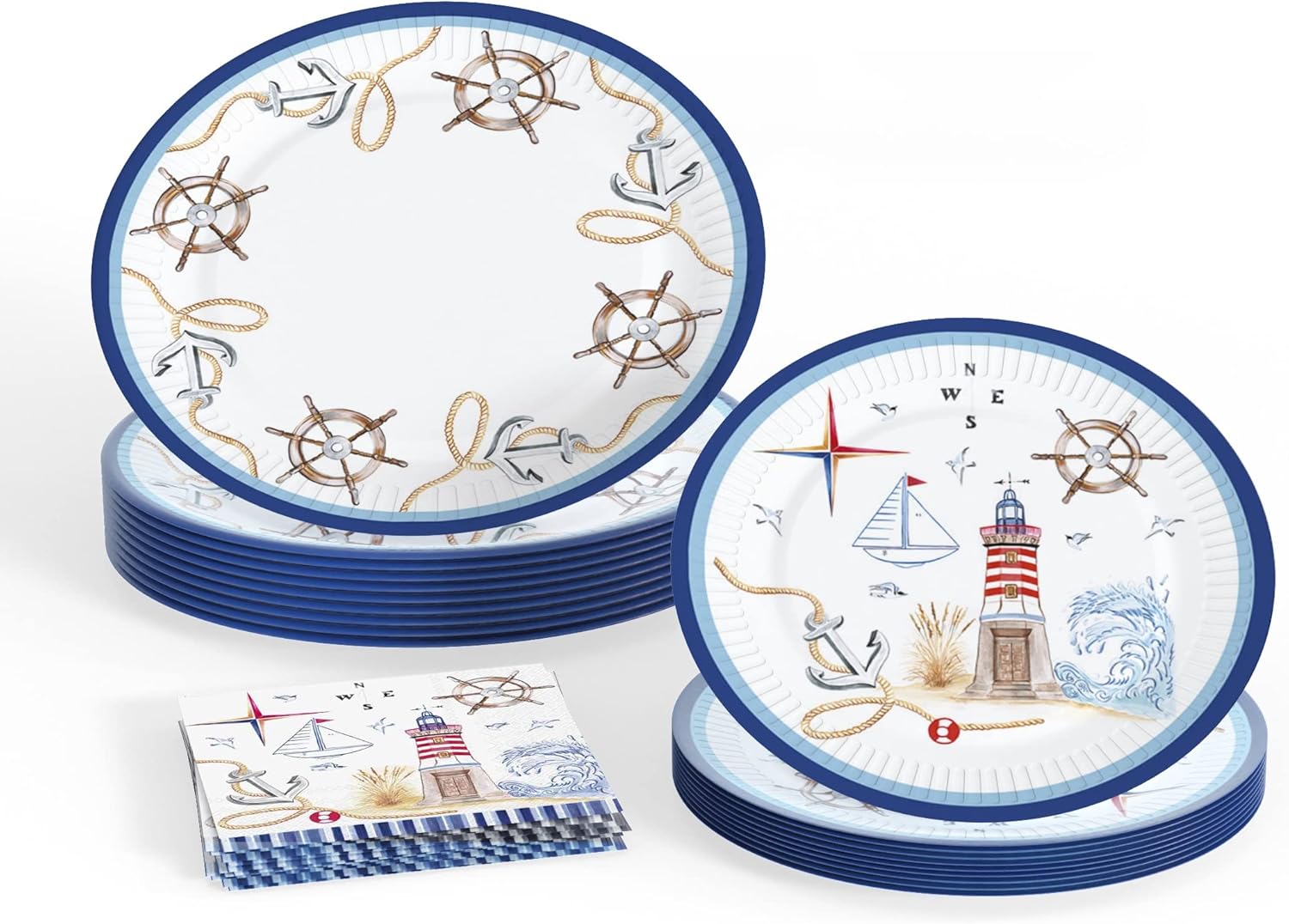 SEASIDE Nautical Party Supplies Set, Nautical Dinner Paper