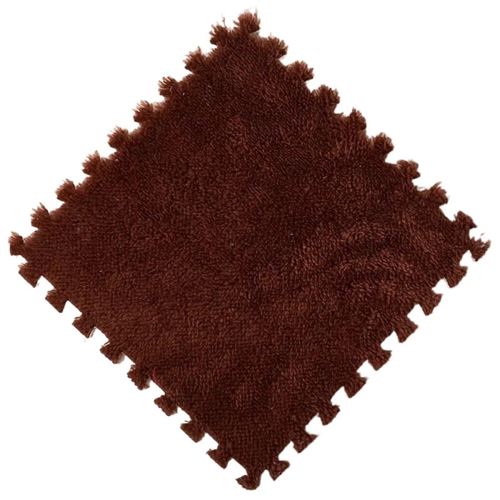 Pluszowa mata puzzlowa, Pluszowa mata podłogowa z pianki Puzzle 30x30cm wielokolorowa 10/20 szt. Blokująca(Coffee,20Pcs)