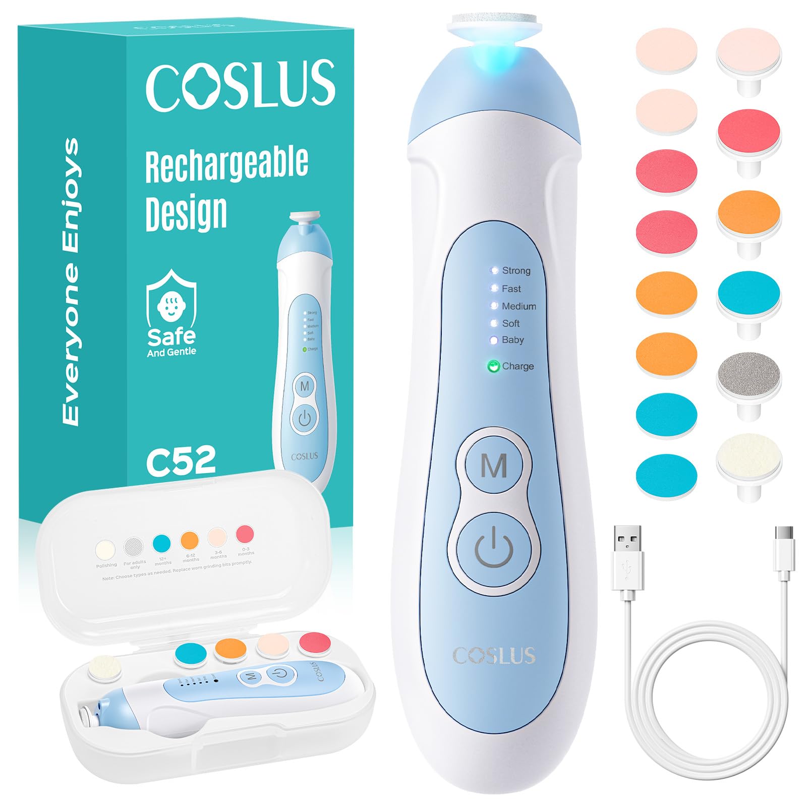 COSLUS C52 Rechargeable Baby Nail File