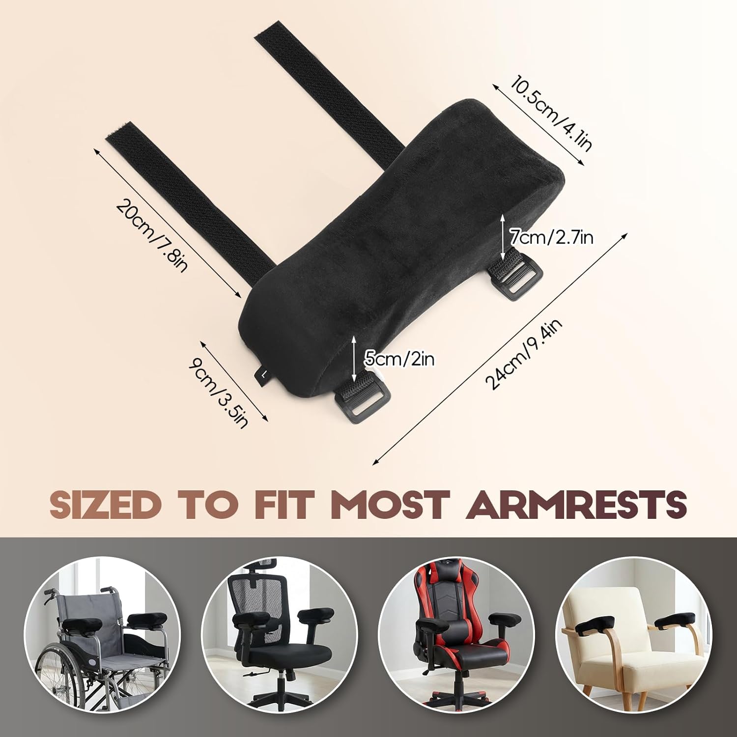 Office Chair Arm Pads, Ergonomic Memory Foam Wheelchair Cover, Arm Rest Pillow for Desk, Computer, Gaming and Elbows