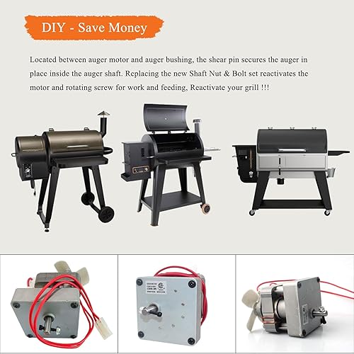 Miniatura 4 de Juego de 2 tuercas y pernos de repuesto para eje de motor de barrena 74072, apto para Traeger, Pit Boss, Z-Grills, Rec Tec y la mayoría de las