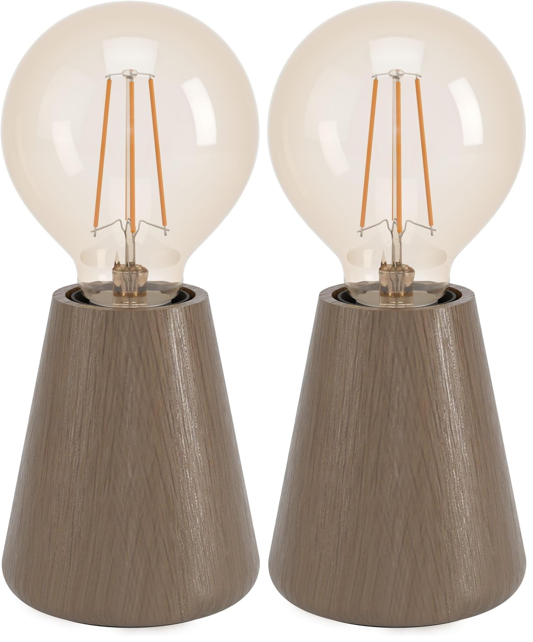 Eglo Lampada da tavolo Asby, lampada decorativa per tavola, stile giapponese, in legno marrone scuro, per comodino, soggiorno e camera da letto, certificazione FSC, attacco E27 (Confezione da 2)