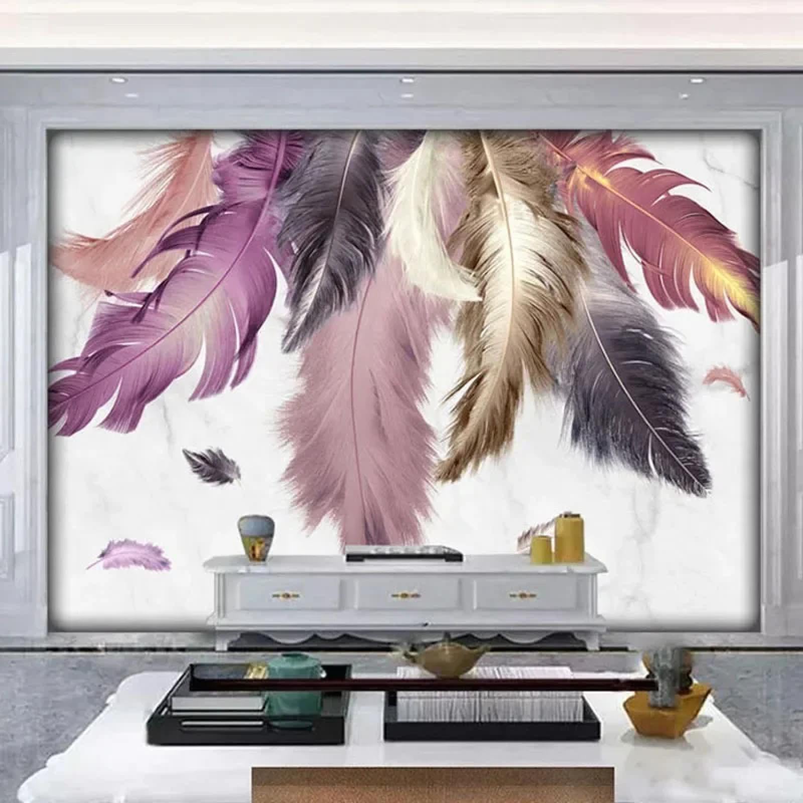 Peinture murale plumes 3D en papier peint PVC adhésif de qualité supérieure