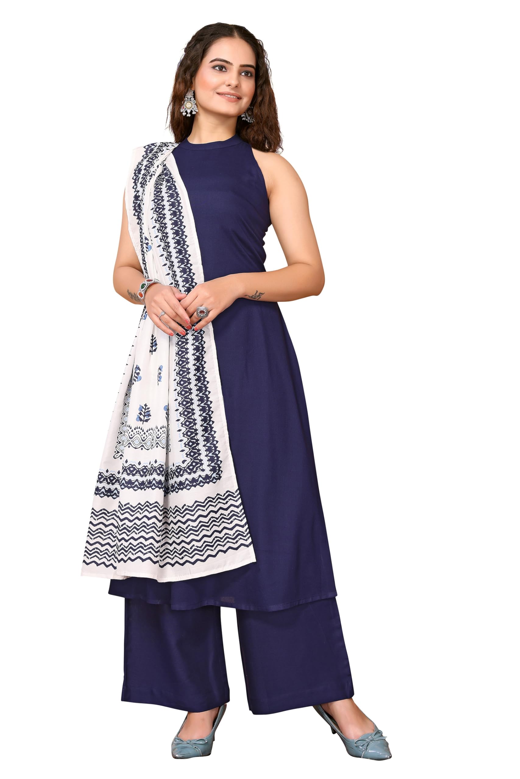 fabian fashion Women's Viscose Rayon Kurta And Pant With Muslin Floral Printed Dupatta Ethnic Wear Salwar Suit Set(ES_7508)-picture-50