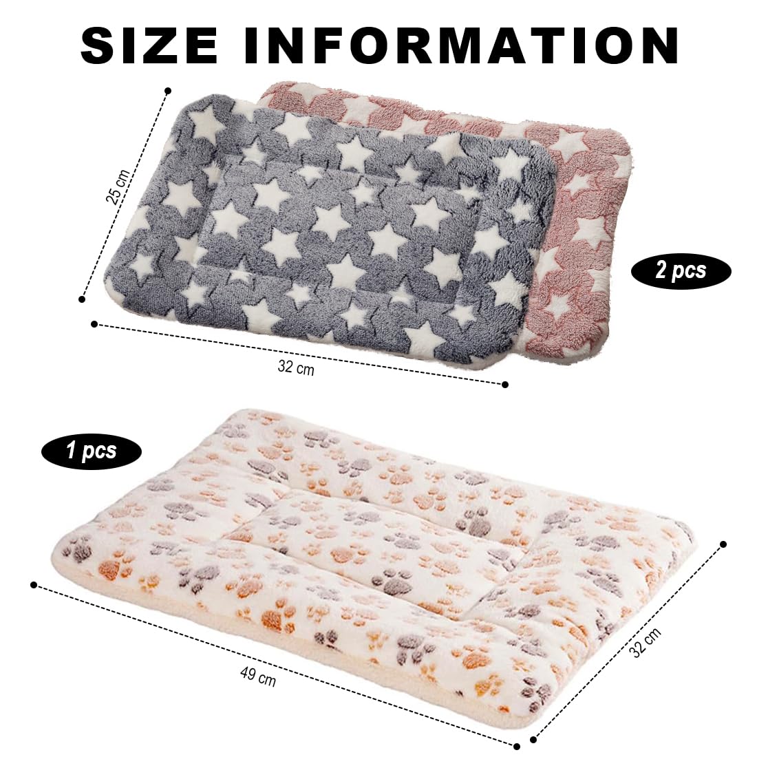 Set di 3 letti di peluche per piccoli animali, coperta morbida per porcellini d'India, conigli, cincillà, scoiattoli - tappeto per roditori lavabile
