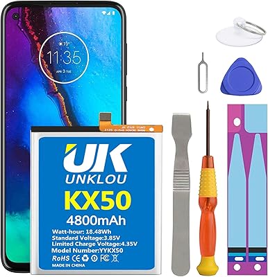 Moto G Stylus Battery, [Upgraded] UNKLOU 4800mAh Li-Polymer Replacement Battery for Motorola Moto G Stylus 2020 KX50, Moto G Pro,Moto G8 Stylus,XT2043-4,XT2043-8 with Repair Replacement Tool Kit