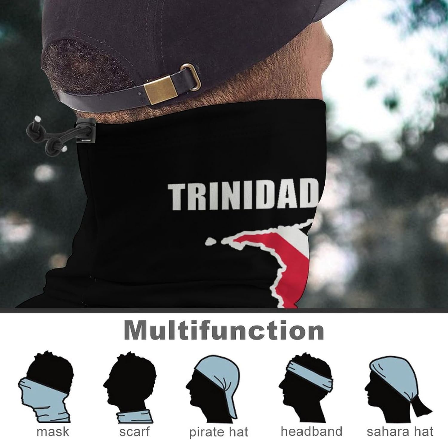 Trinidad And Tobago Flag Map Unisex Neck Gaiter Face Scarf Cover Sun Hoods for Outdoor Hiking Skiing