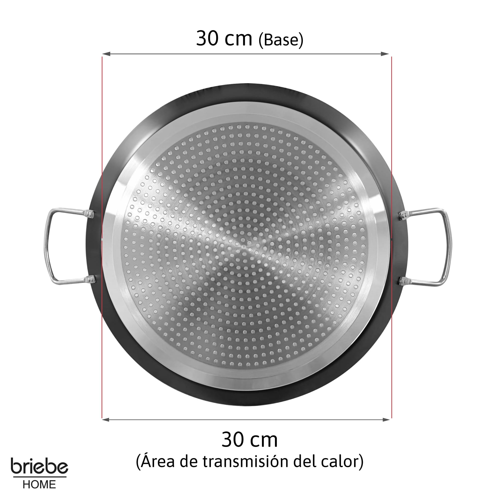 briebe Zafrán Paellera Inducción 38 cm, 7-8 Raciones de Paella, Antiadherente ILAG Ecológico sin PFOA, 3 mm Espesor, Aluminio Prensado, Apta Todas las Cocinas, Vitrocerámica, Gas, Horno