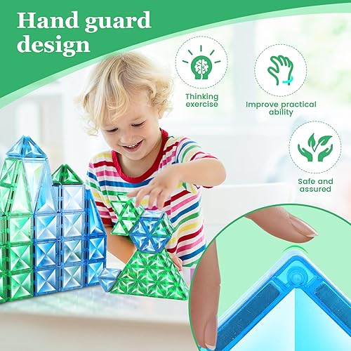 Miniatura 7 de Azulejos magnéticos para niños de 3, 4, 5, 6, 7, 8 años, bloques de construcción magnéticos, juguetes STEM sensoriales Montessor para niños,