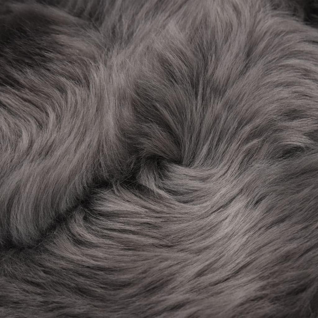 Tapis en peau de mouton - 60 x 90 cm - Gris clair - À poils longs et moelleux - Pour chambre à coucher - Tapis de zone doux - Décoration confortable - En peau d'agneau véritable