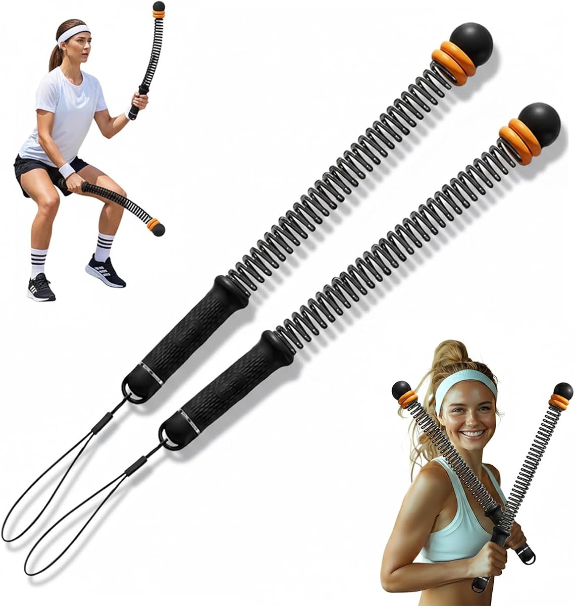 Cuerdas de batalla sin cuerda con peso (paquete de 2), cuerdas de batalla inalámbricas portátiles para gimnasio en casa, cuerda para ejercitar brazos, cuerda de entrenamiento para desarrollar fuerza, entrenamiento aeróbico de bajo impacto y HIIT para entusiastas del fitness.